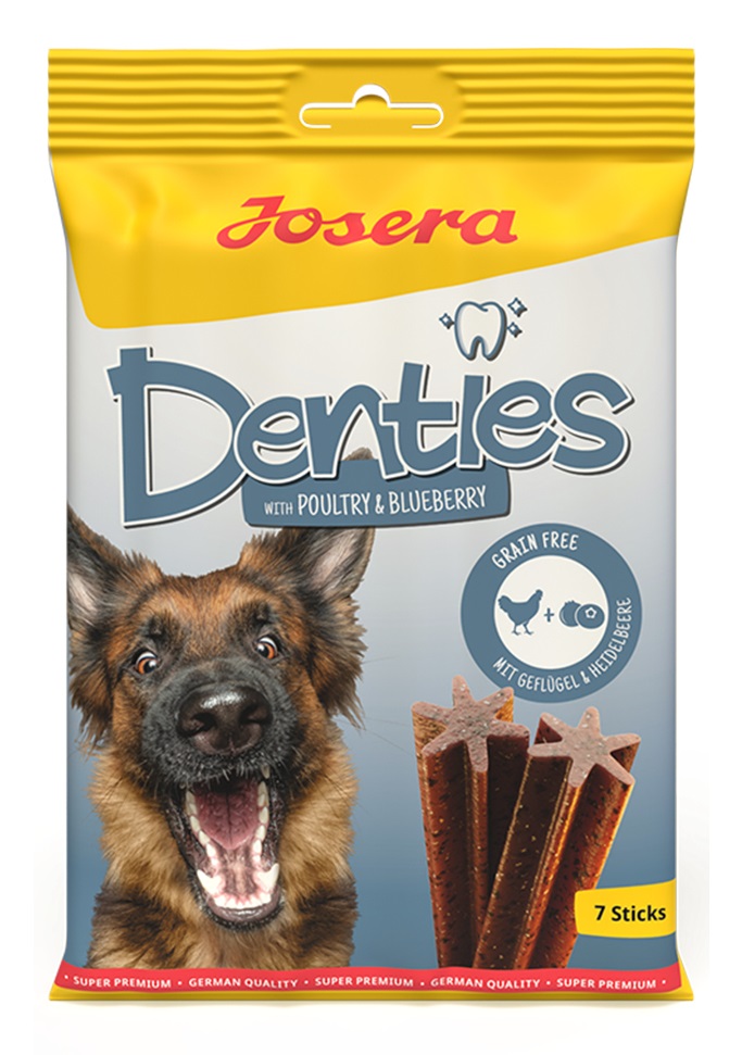 Josera Denties con Pollame e Mirtillo - Bastoncini Masticabili per Cani Adulti, Cura Dentale Quotidiana, 180 g