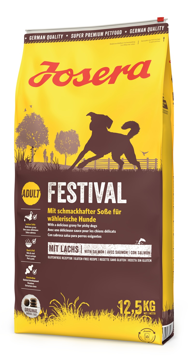 Josera Festival 12,5 kg - Cibo secco super premium per cani adulti con gustosa salsa, senza OGM e ingredienti artificiali