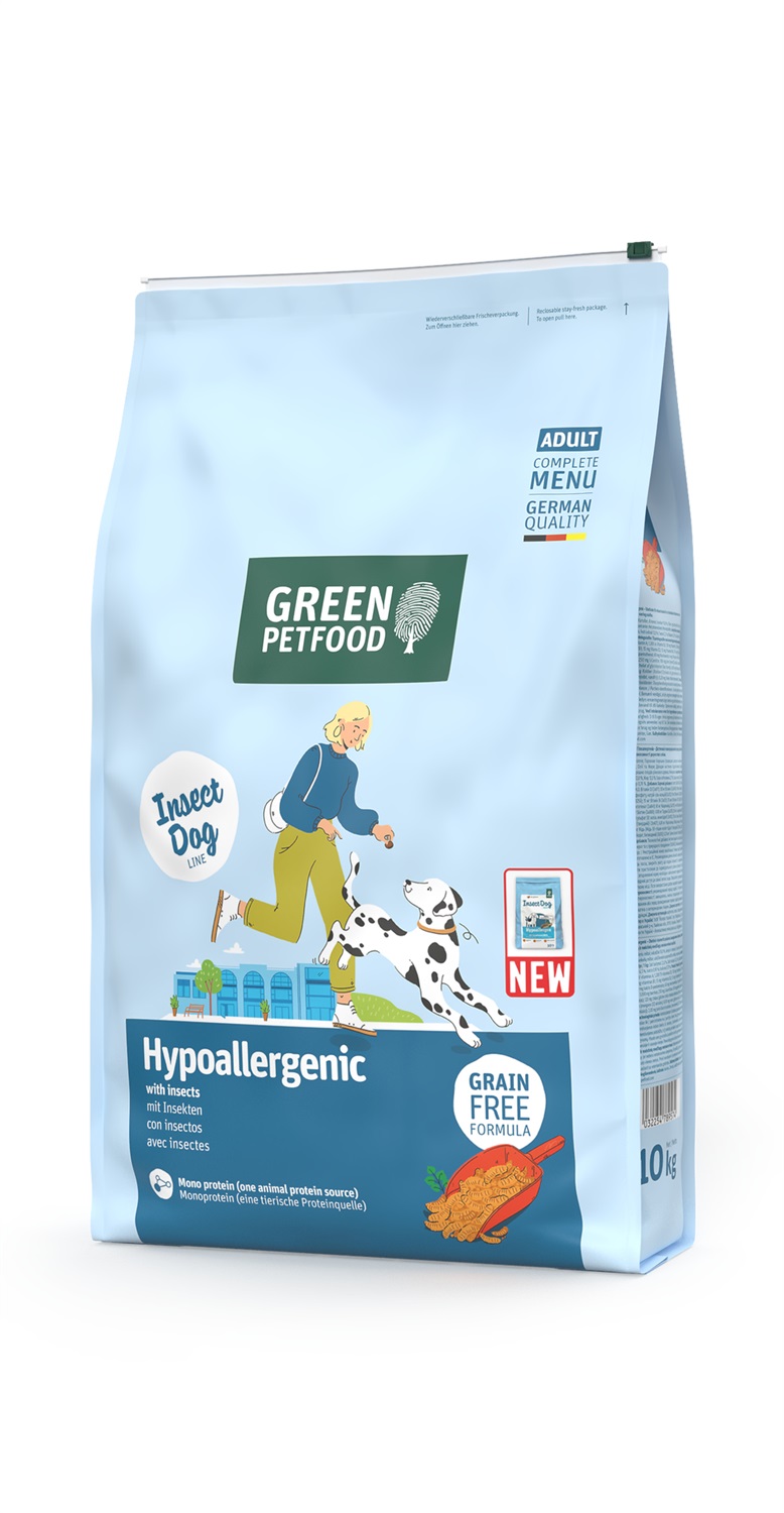 GREEN PETFOOD InsectDog Hypoallergen 900g - Cibo per cani senza cereali con proteine di insetti, ipoallergenico e adatto per intolleranze