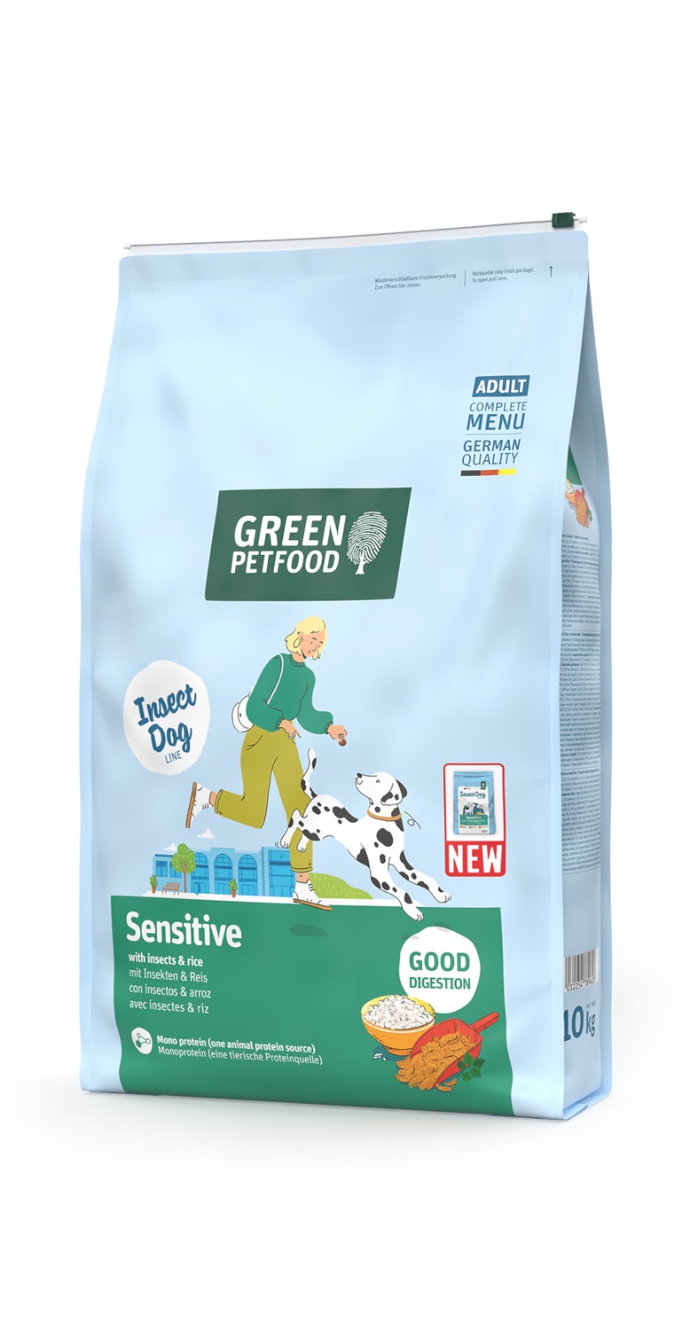 Green Petfood InsectDog Sensitive - Cibo Secco Completo per Cani Sensibili con Insetti e Riso, 900 g