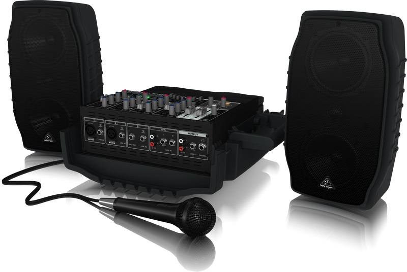 Behringer PPA200 Sistema PA Portatile Compatto 5 Canali 150 Watt con Mixer, Microfono e Cavi