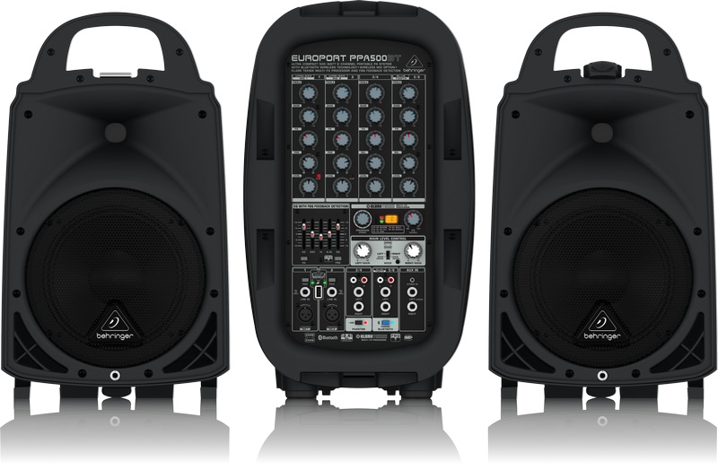 Behringer PPA500BT Sistema PA Portatile Compatto con Mixer a 6 Canali, Microfono, Bluetooth e Trolley - Potenza 500 Watt
