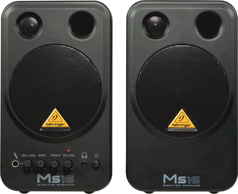 Behringer MS16 Coppia di Monitor Speaker Attivi 16 Watt con Cavi Audio - Design Nero