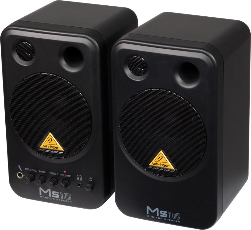 Behringer MS16 Coppia di Monitor Speaker Attivi 16 Watt con Cavi Audio - Design Nero