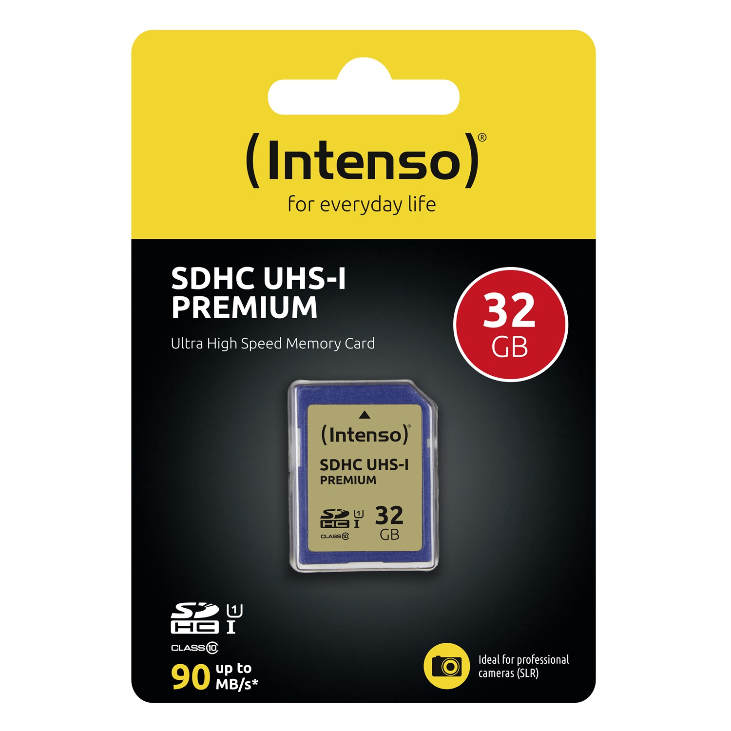 Intenso 32GB SDHC UHS-I Classe 10 - Velocità di lettura 90 MB/s, Classe di velocità UHS 1 (U1), Resistente agli urti