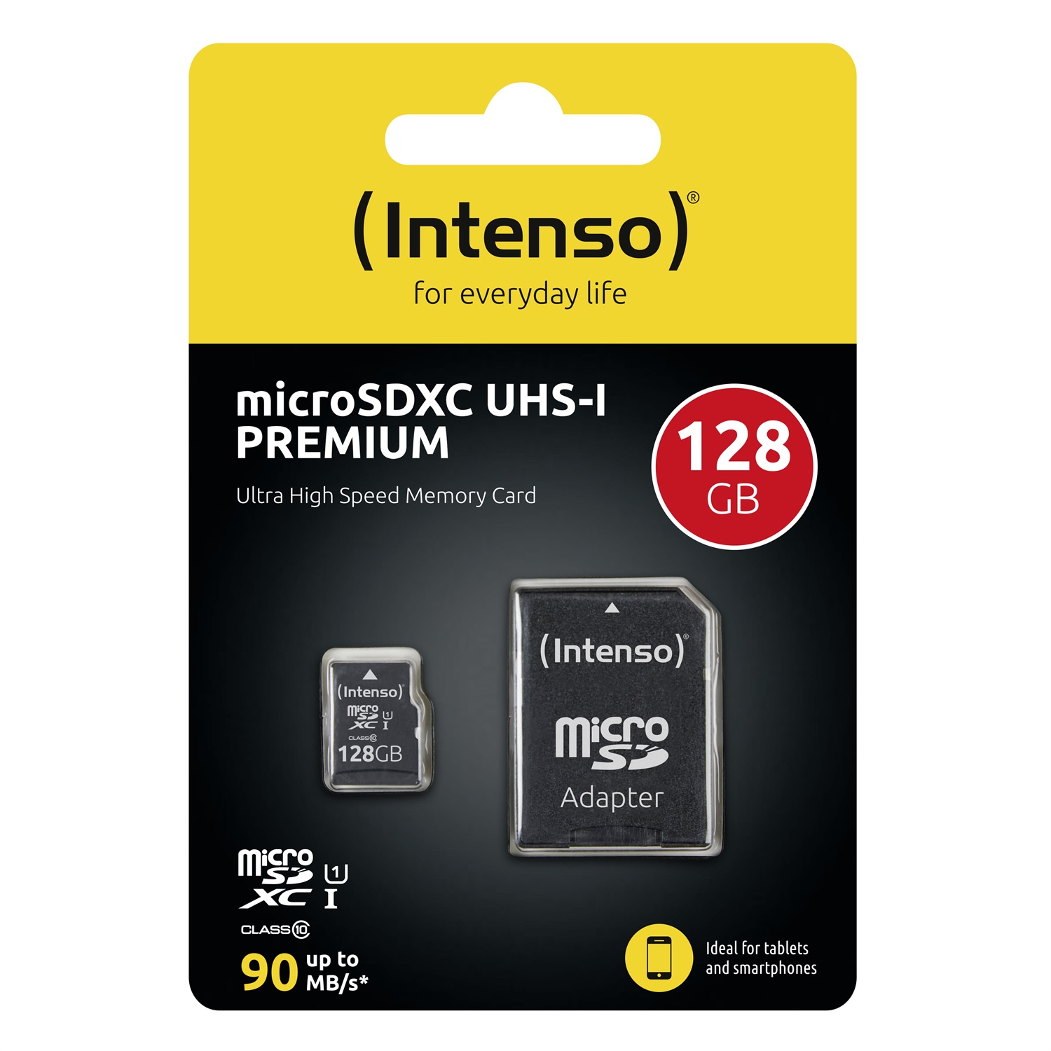 Intenso MicroSDXC 128GB Premium UHS-I Classe 10 con Adattatore - Velocità di Lettura fino a 90 MB/s