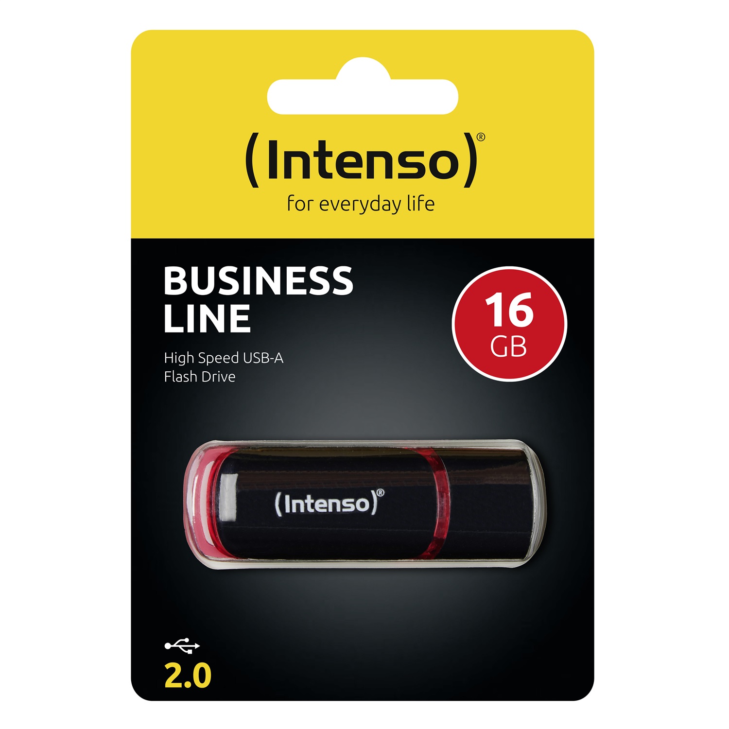 Intenso Business Line 16GB USB 2.0 Flash Drive - Nero/Rosso, Velocità di Lettura fino a 28 MB/s, Scrittura fino a 6,5 MB/s
