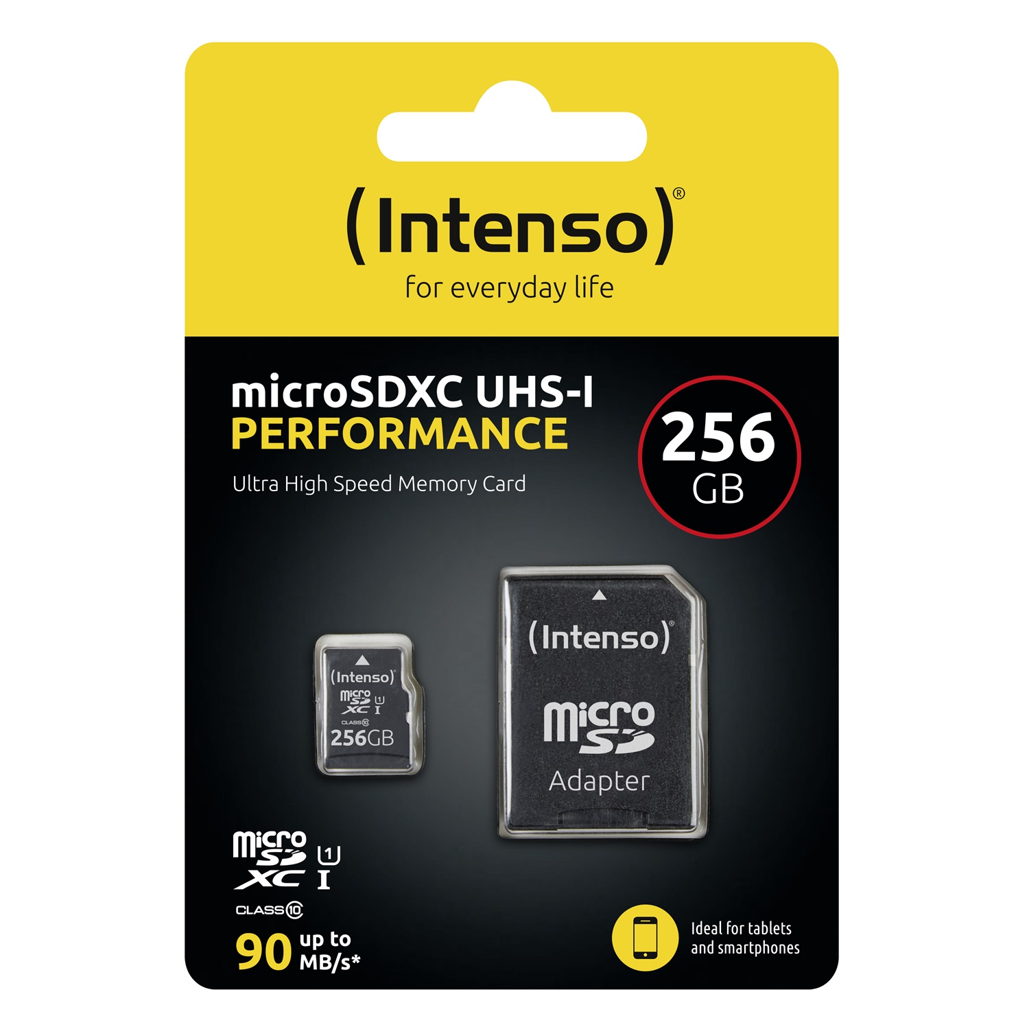 Intenso microSDXC 256GB UHS-I U1 Classe 10 con adattatore - Velocità fino a 90 MB/s