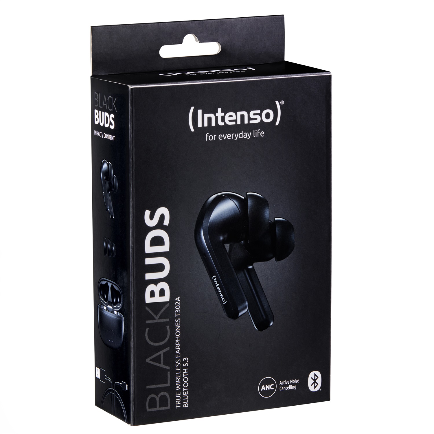 Intenso Black Buds T300A Cuffie True Wireless Stereo (TWS) In-ear con Bluetooth 5.3, Cancellazione del Rumore, USB Tipo-C, Nero