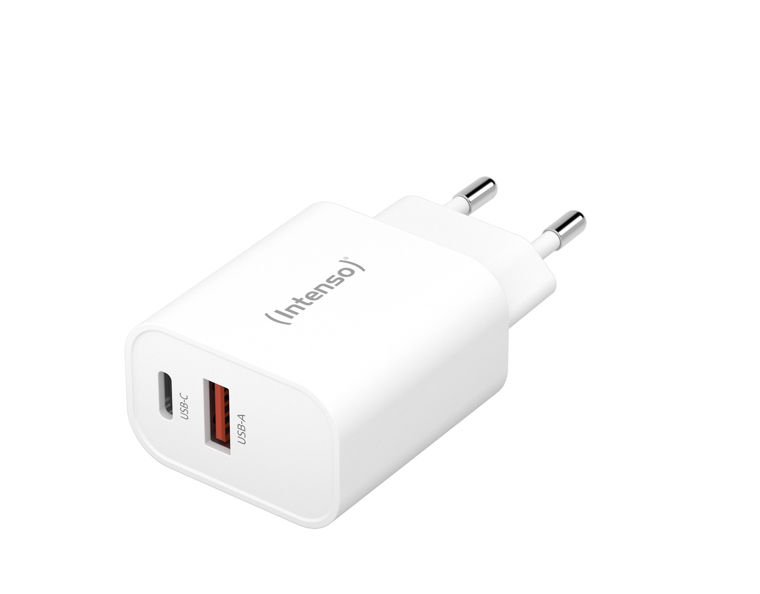 Intenso W30AC Alimentatore da rete 30W con USB-A e USB-C, Ricarica rapida, Bianco