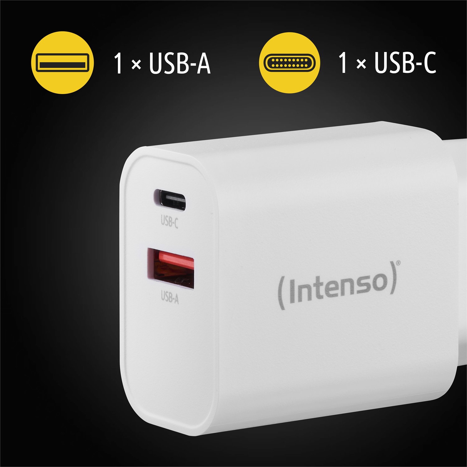 Intenso W30AC Alimentatore da rete 30W con USB-A e USB-C, Ricarica rapida, Bianco