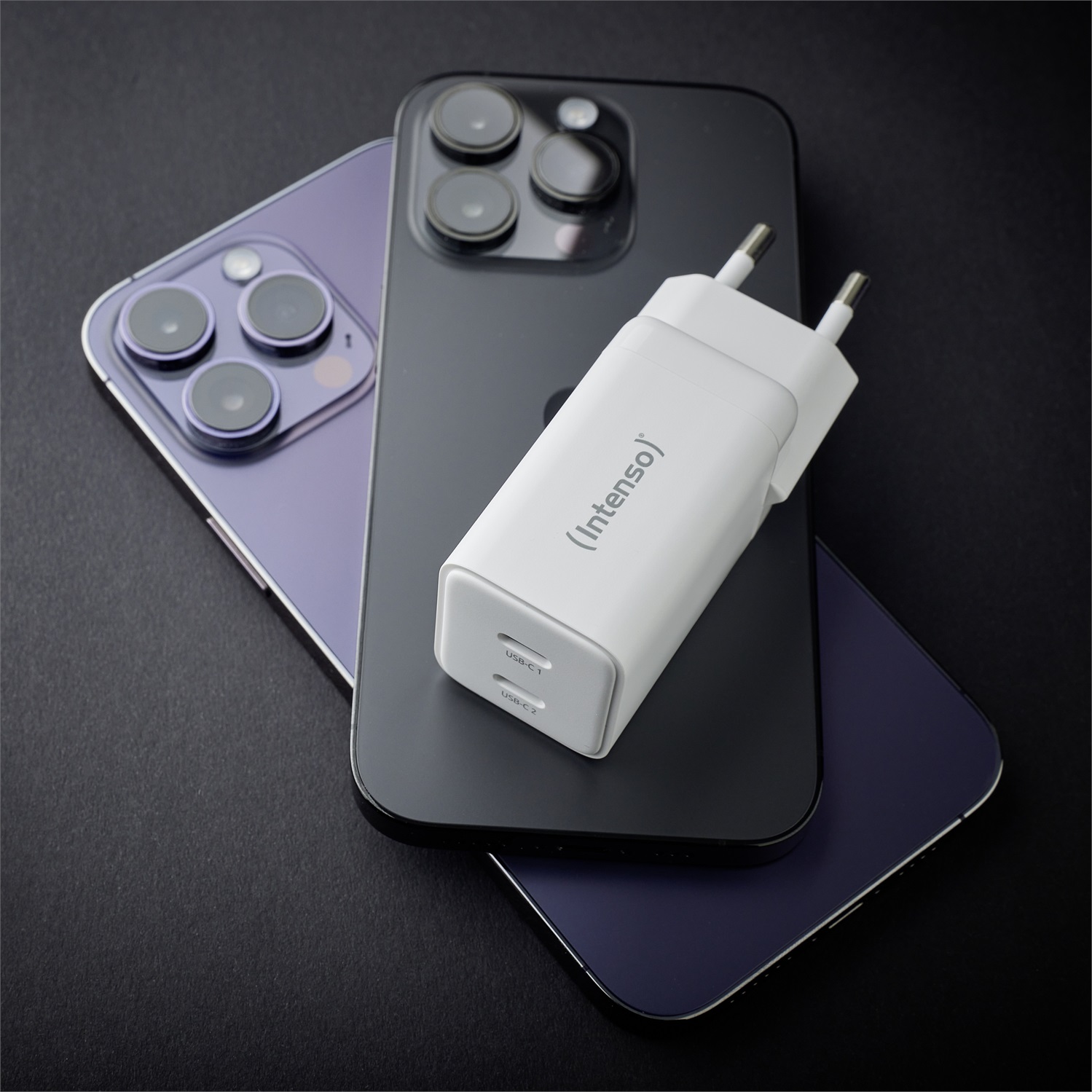 Intenso Power Adapter W40CC GaN 40W - Alimentatore USB-C con 2 Porte, Ricarica Rapida, Bianco