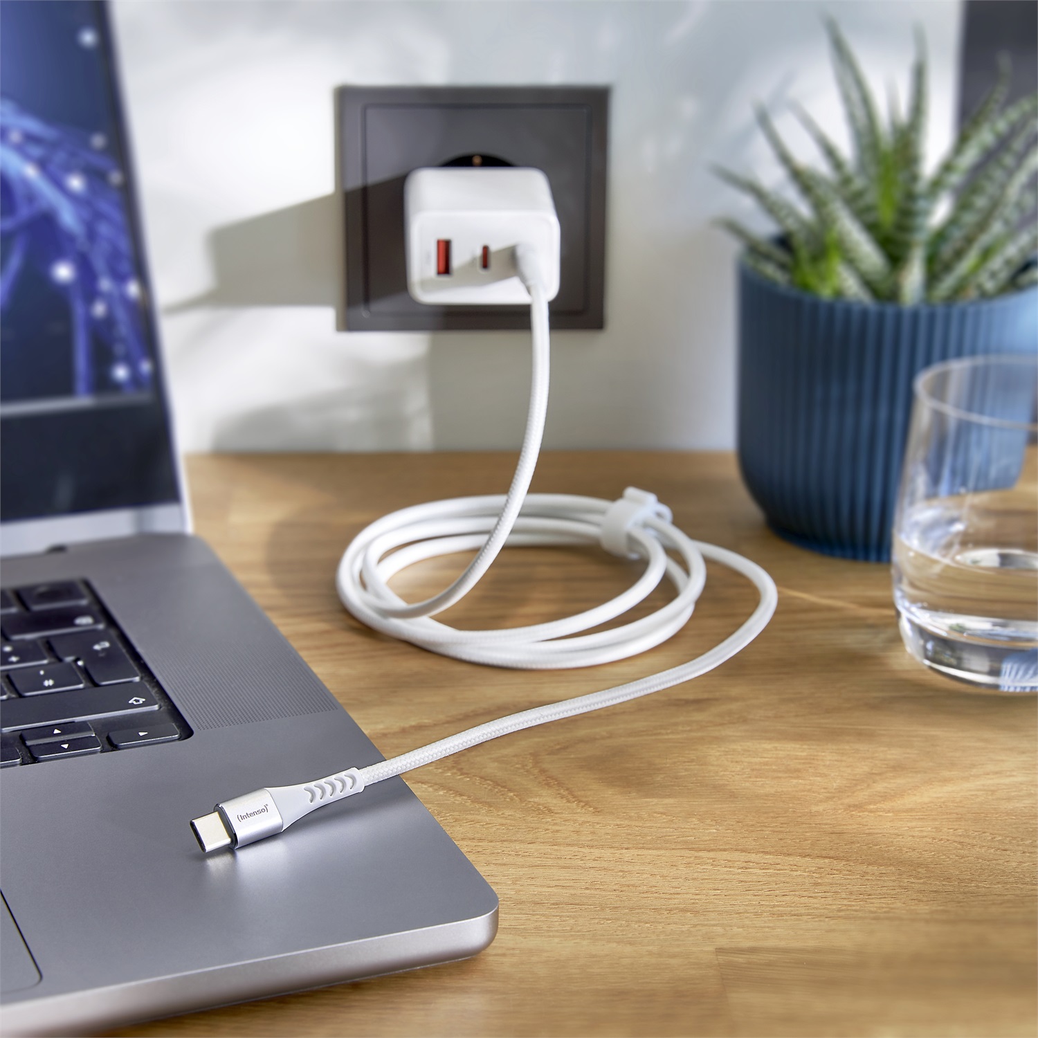 Intenso Cavo USB-C a USB-C 1,5 m Bianco - Ricarica rapida fino a 60W, 480 Mbps