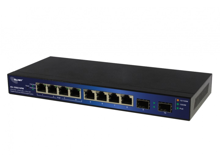 ALLNET ALL-SG8210PM Switch di rete 8 Porte Gigabit PoE L2 Nero
