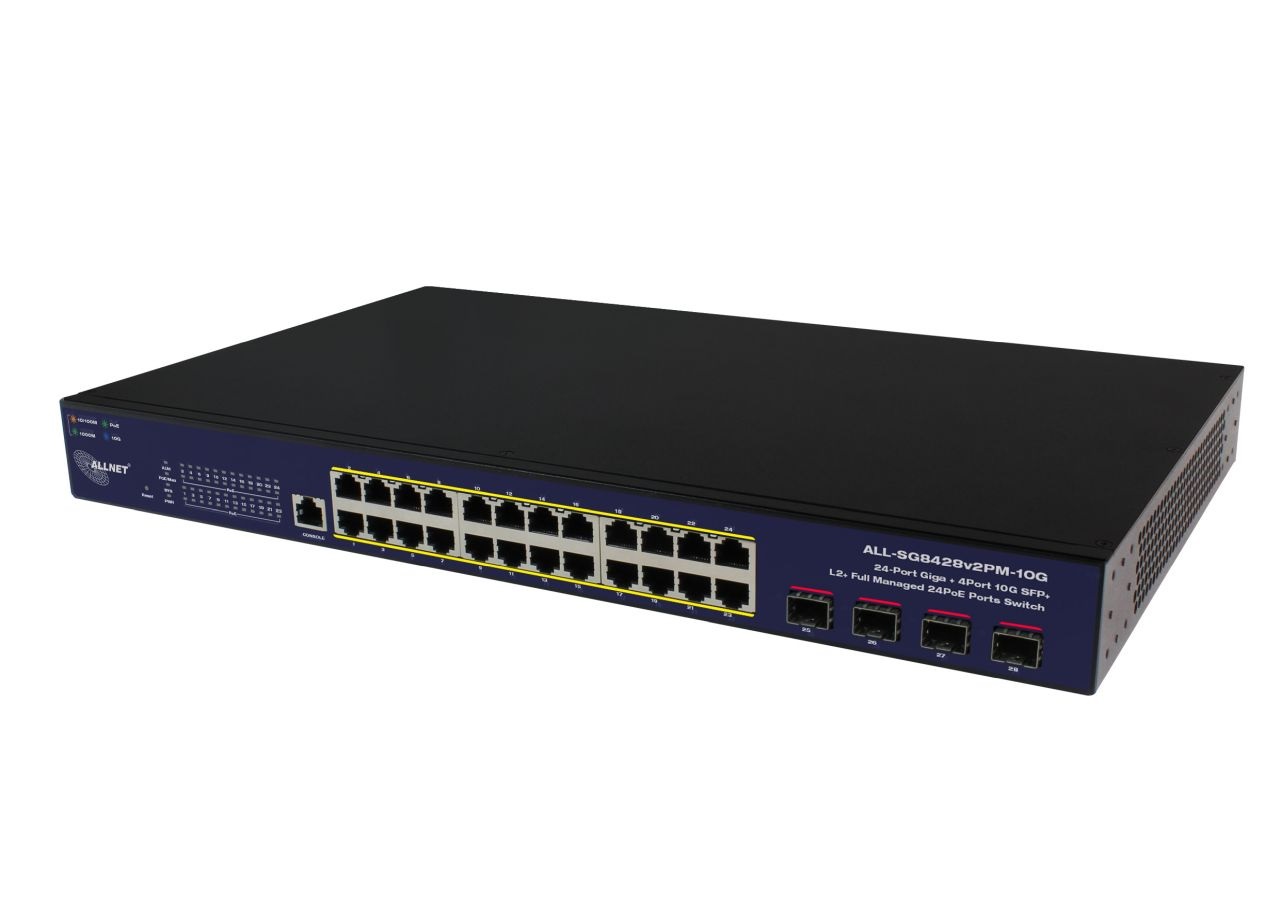 ALLNET Switch Gestito L2 24 Porte Gigabit Ethernet con Power over Ethernet (PoE) - ALL-SG8428v2FPM-10G
