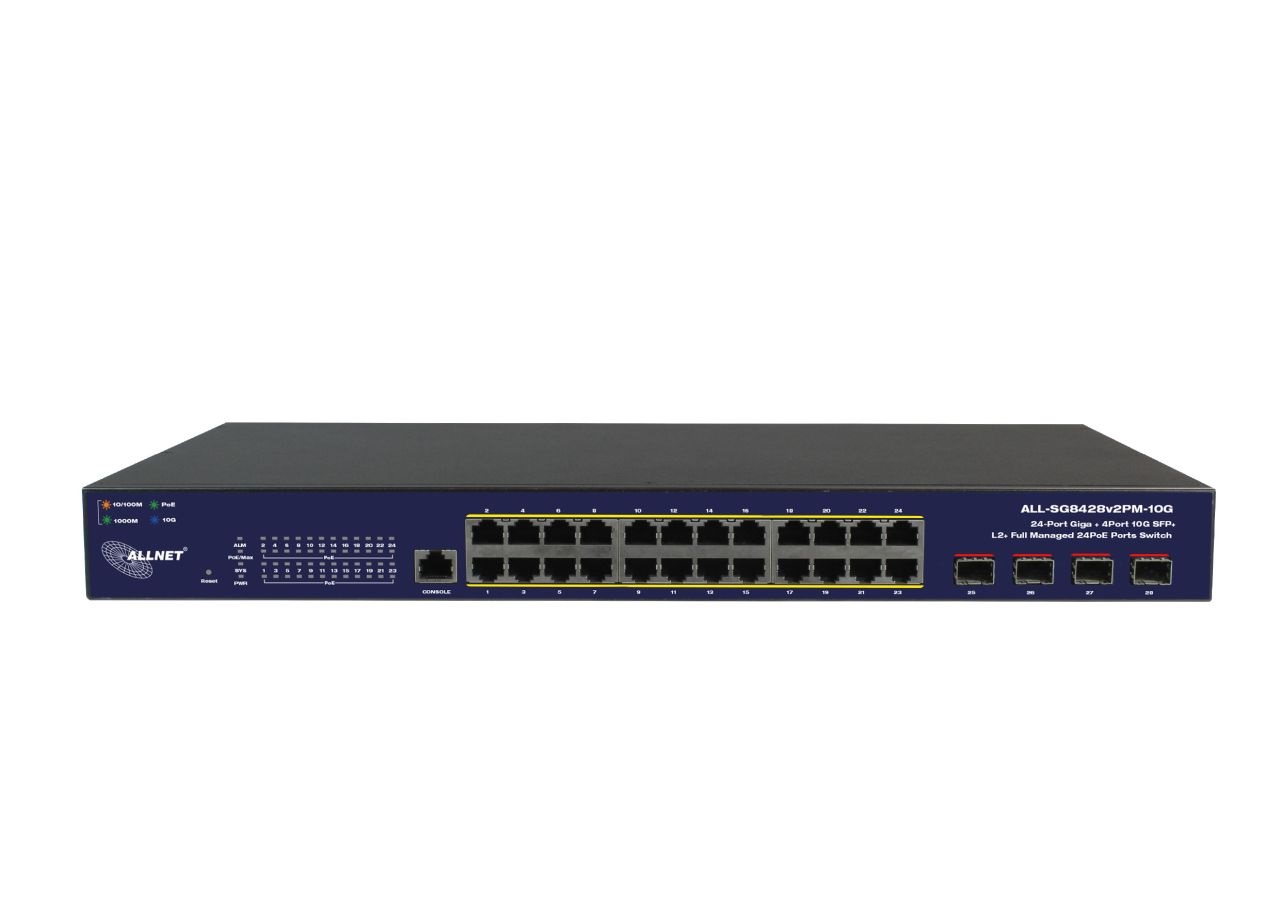 ALLNET Switch Gestito L2 24 Porte Gigabit Ethernet con Power over Ethernet (PoE) - ALL-SG8428v2FPM-10G