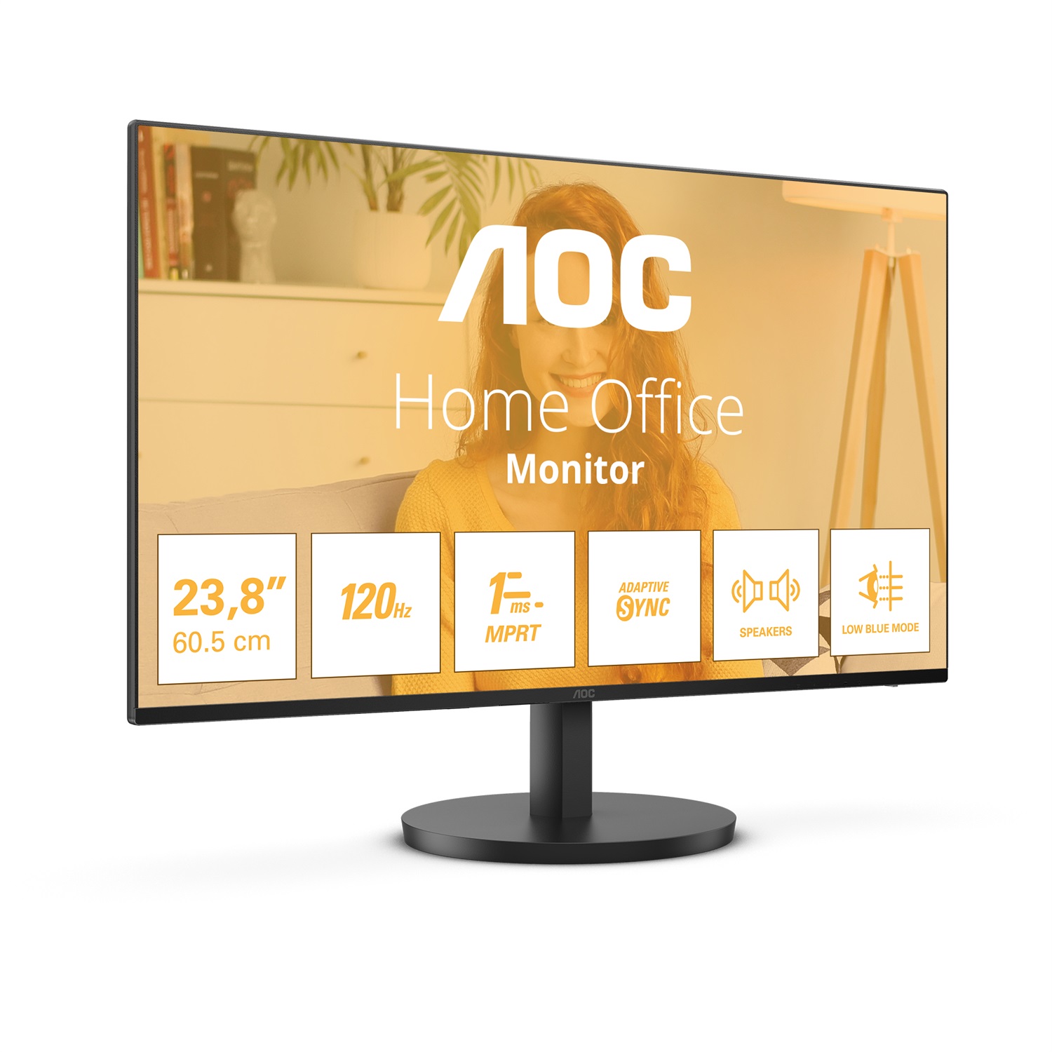 AOC 24B3QA2 Monitor PC 23.8'' IPS Full HD 1920x1080 120Hz 1ms Adaptive Sync Nero