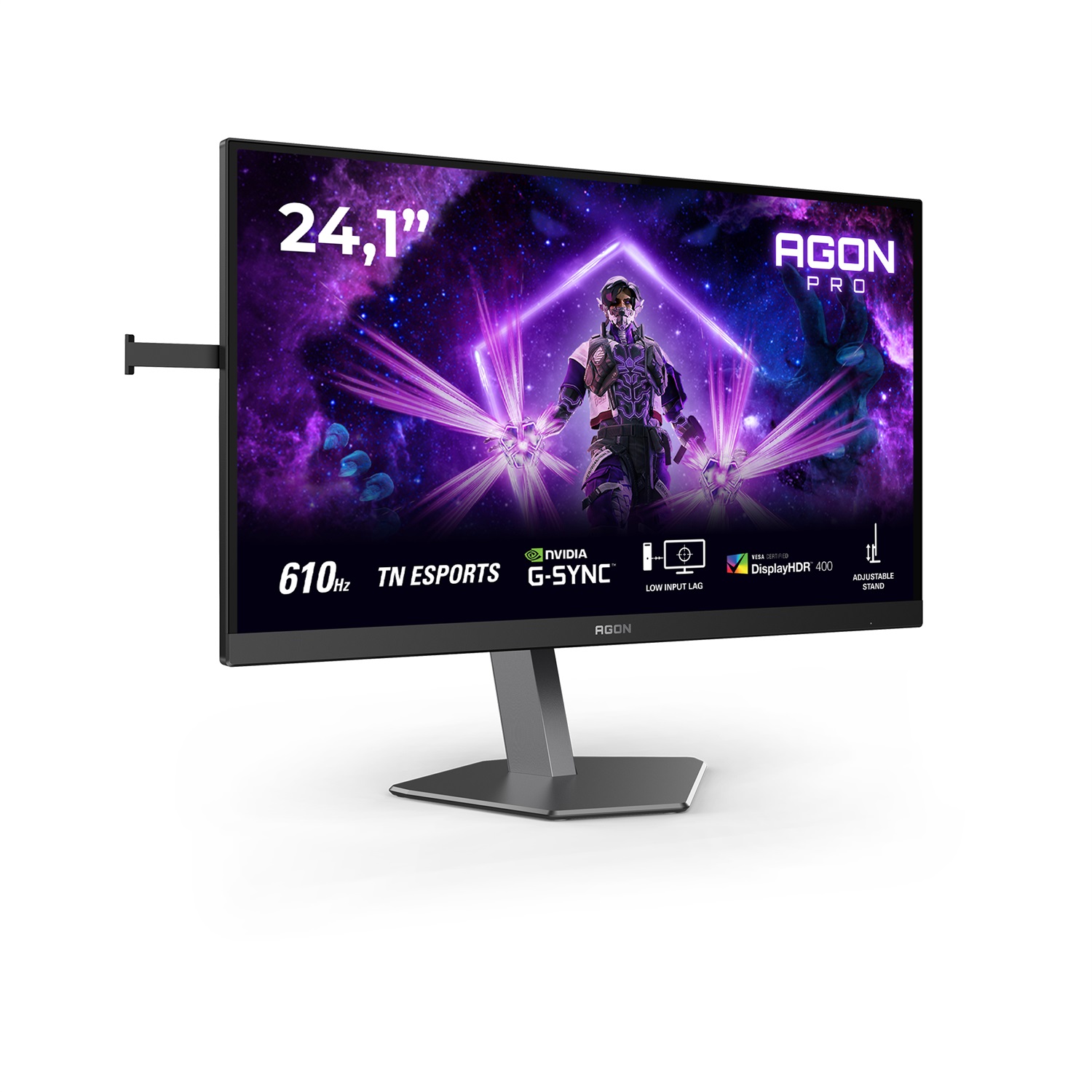 AOC AG246FK6 Monitor da Gioco 24 Pollici FHD 1920 x 1080, 610Hz, TN eSports, Tempo di Risposta 0,5 ms, Adaptive Sync, HDR400, Regolazione Altezza, GSync Compatibile, Nero/Grigio