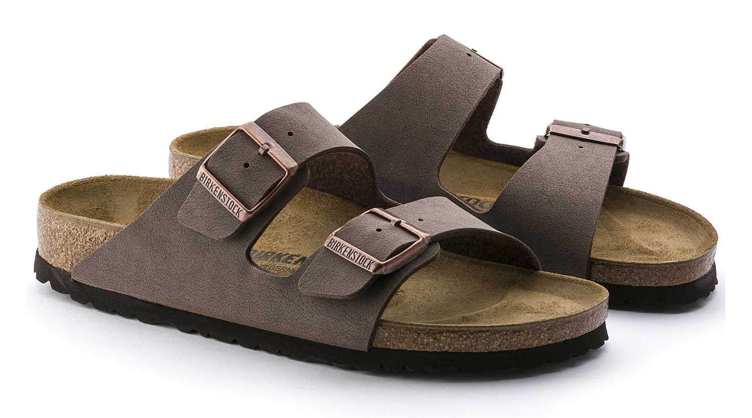 Birkenstock Arizona Sandali Unisex-Adulto in Birko-Flor e Nabuk, Colore Mocca, Calzata Normale e Narrow Fit, Altezza Suola 1 cm