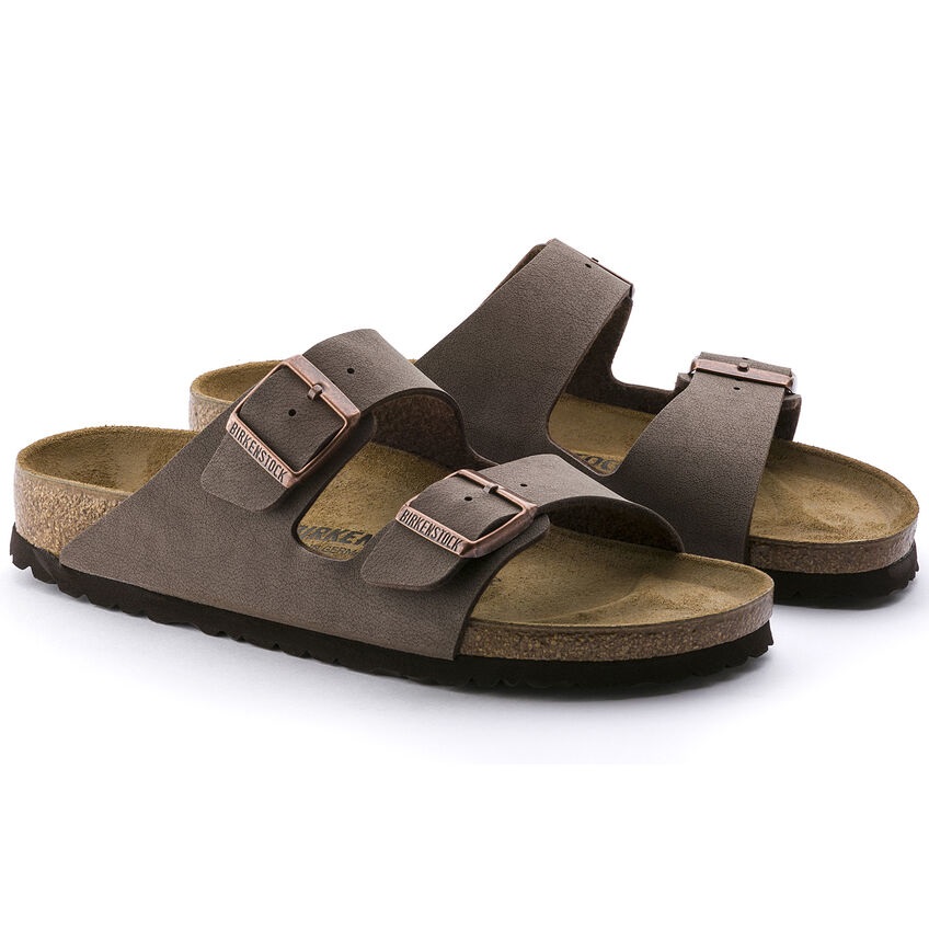 Birkenstock Arizona Sandali Unisex-Adulto in Birko-Flor Nubuck Marrone (Mocca) - Taglia 38 EU, Calzata Normale, Altezza Suola 1 cm