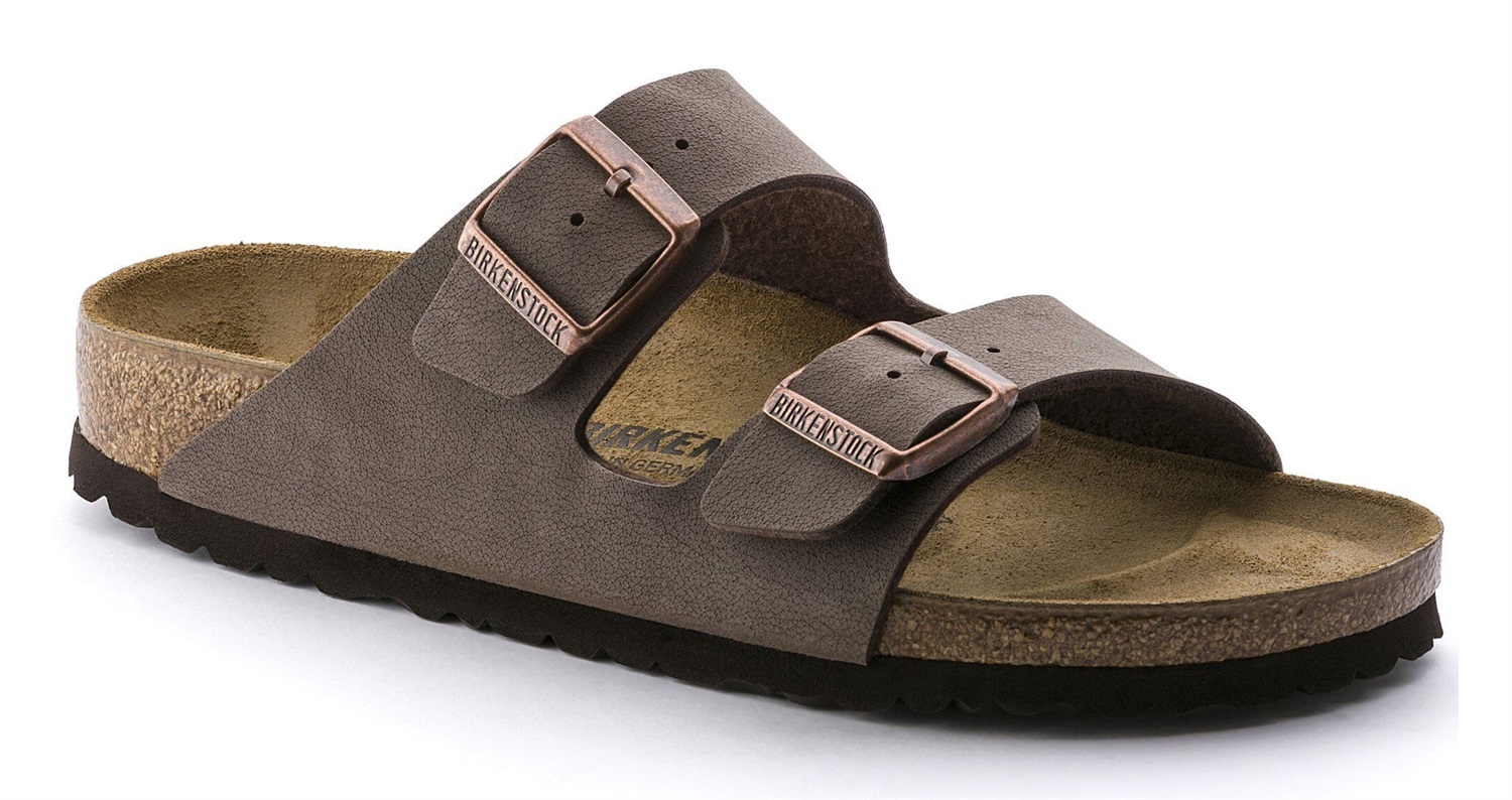 Birkenstock Arizona Sandali Unisex in Birko-Flor e Nubuck Moka, Taglia 44 EU, Calzata Normale, Altezza Suolo 1 cm
