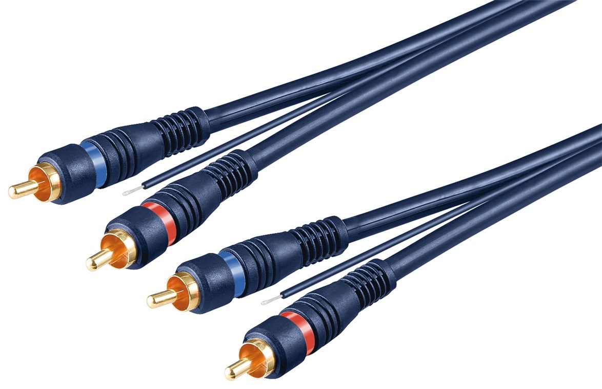 Goobay Cavo di Collegamento Stereo HiFi 5m RCA Maschio/Maschio Doppia Schermatura Blu