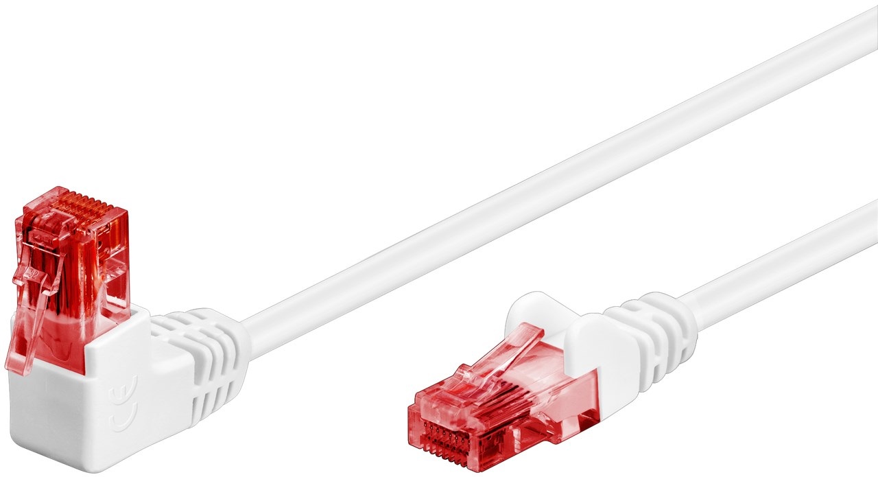 Goobay Cavo Patch CAT 6 1m RJ45 Angolato e Dritto per Reti Ethernet, Playstation e Xbox