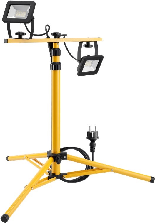 Goobay Faretto da Costruzione a LED su stativo telescopico 2x20W - 3400lm, Luce Bianca neutra 4000K, IP65, per Uso Interno ed Esterno