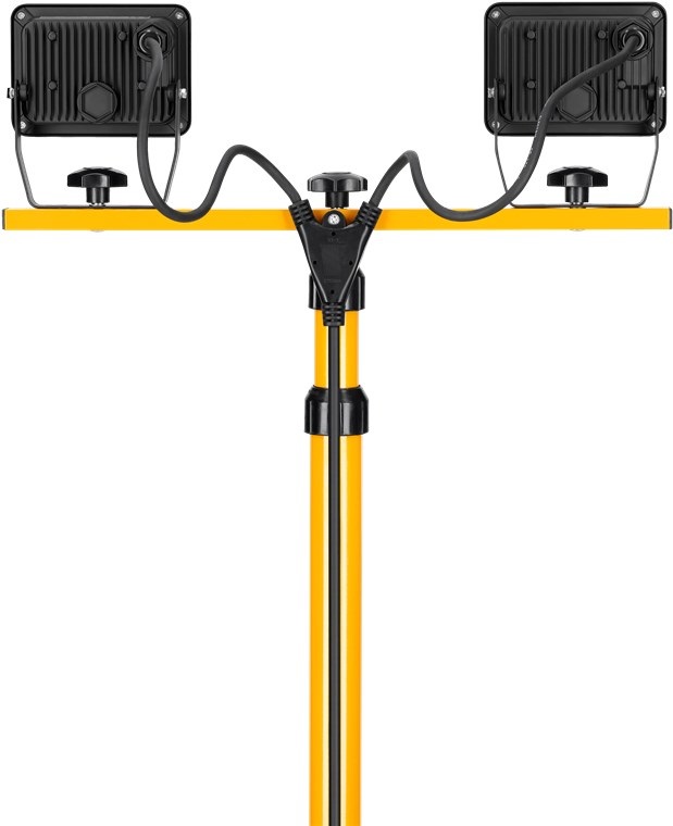 Goobay Faretto da Costruzione a LED su stativo telescopico 2x20W - 3400lm, Luce Bianca neutra 4000K, IP65, per Uso Interno ed Esterno