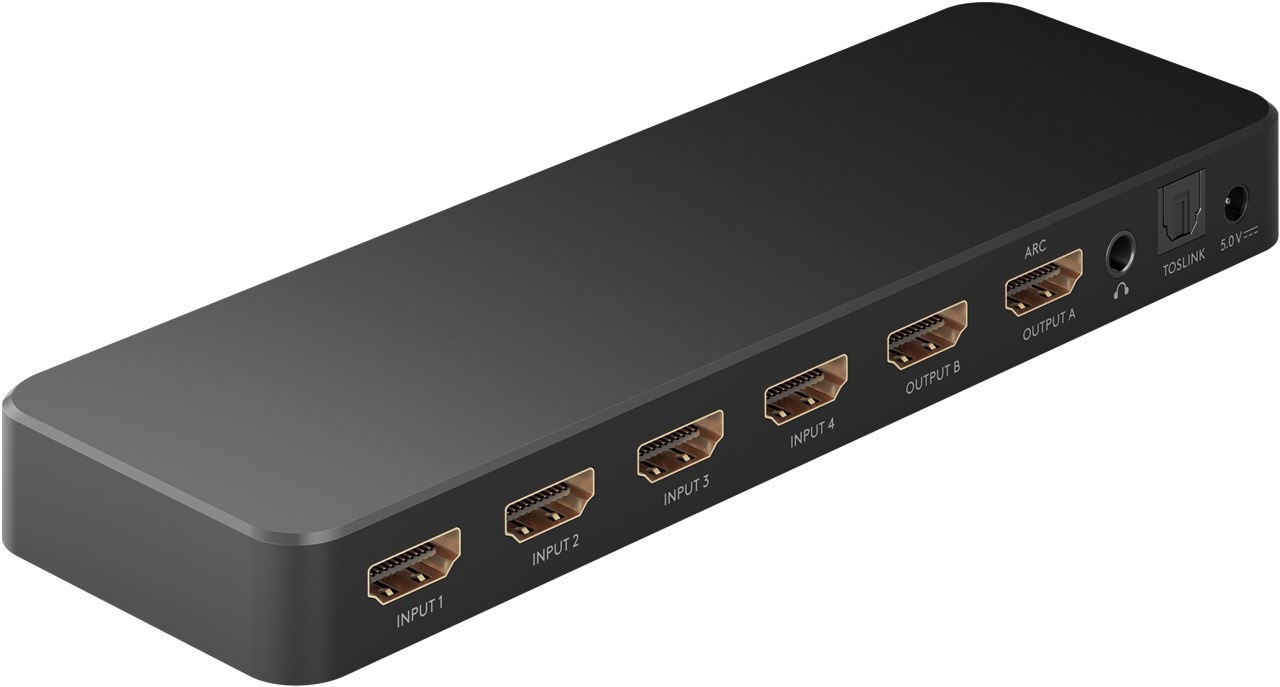 Goobay Commutatore a matrice HDMI 4 a 2 - 4K a 60Hz con Telecomando per Blu-ray, Xbox, PS5 e TV