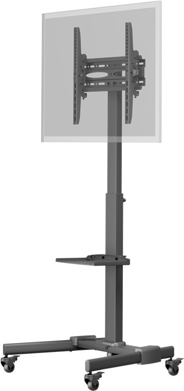 Goobay 59507 Supporto Mobile per TV e Monitor da 37 a 70 Pollici, Inclinabile e Regolabile in Altezza, Fino a 35 kg, Arrotolabile con 4 Ruote