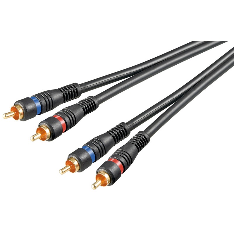 Goobay 60795 Cavo di Collegamento Stereo 2 RCA a Doppia Schermatura, Nero, 2m in Rame OFC