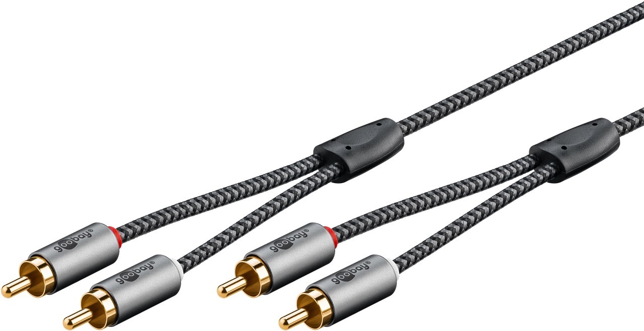 Goobay Cavo Audio RCA Stereo 1m con Connettori Maschio Placcati Oro per HiFi e Blu Ray