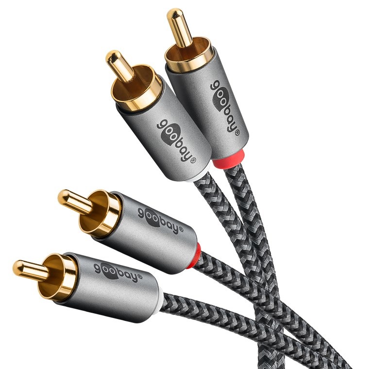 Goobay Cavo Audio RCA Stereo 1m con Connettori Maschio Placcati Oro per HiFi e Blu Ray