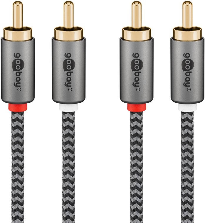 Goobay Cavo RCA Stereo 2m con Connettori Maschio Placcati Oro per Amplificatori e HiFi