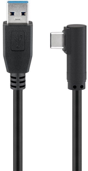 Goobay 66501 Cavo USB 3.2 Gen 1 (3.1 Gen 1) 1 m con USB C angolato a 90° e USB A - Ricarica e Sincronizzazione Super Speed, Nero