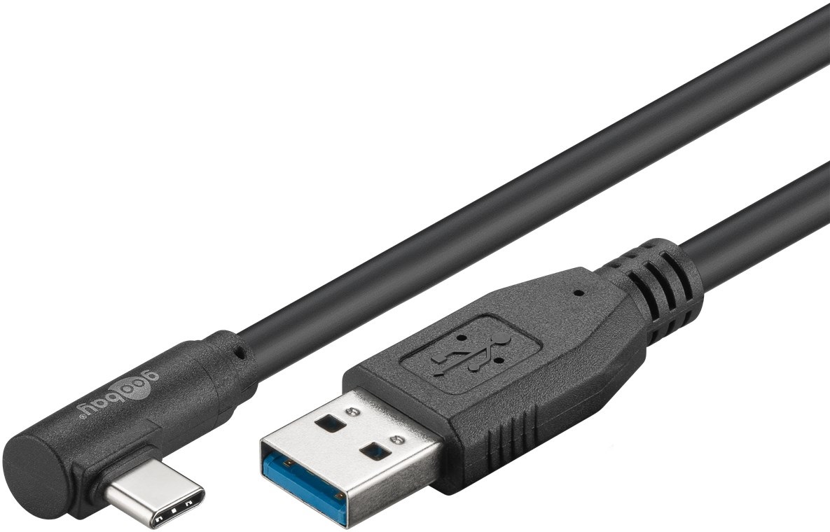 Informatica Cavo USB 3.0 USB-C™ M 90° a USB Tipo A M 2m Nero - Ricarica e Sincronizzazione
