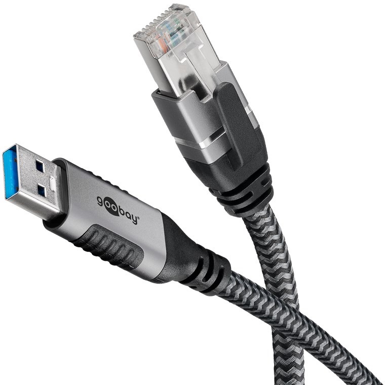Goobay Cavo Ethernet CAT 6 da USB-A a RJ45 - 1 Gbit/s, 1 metro, per connessione Internet cablata stabile