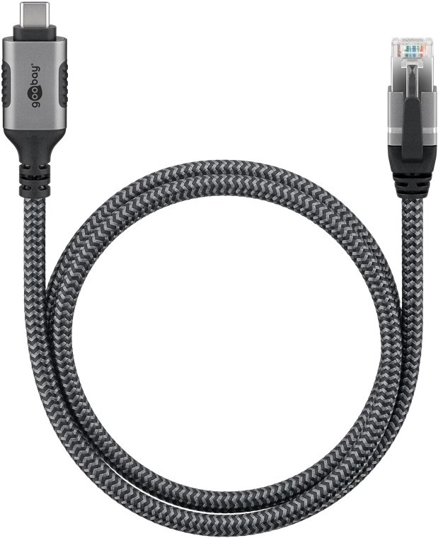 Goobay 70752 adattatore per inversione del genere dei cavi USB C RJ-45 Nero, Argento