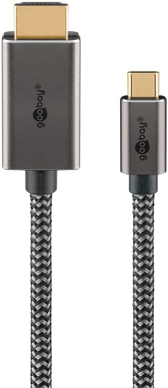 Goobay Cavo Adattatore USB-C a HDMI 2m - 4K a 60Hz, Connessioni Placcate in Oro, Cavo in Tessuto