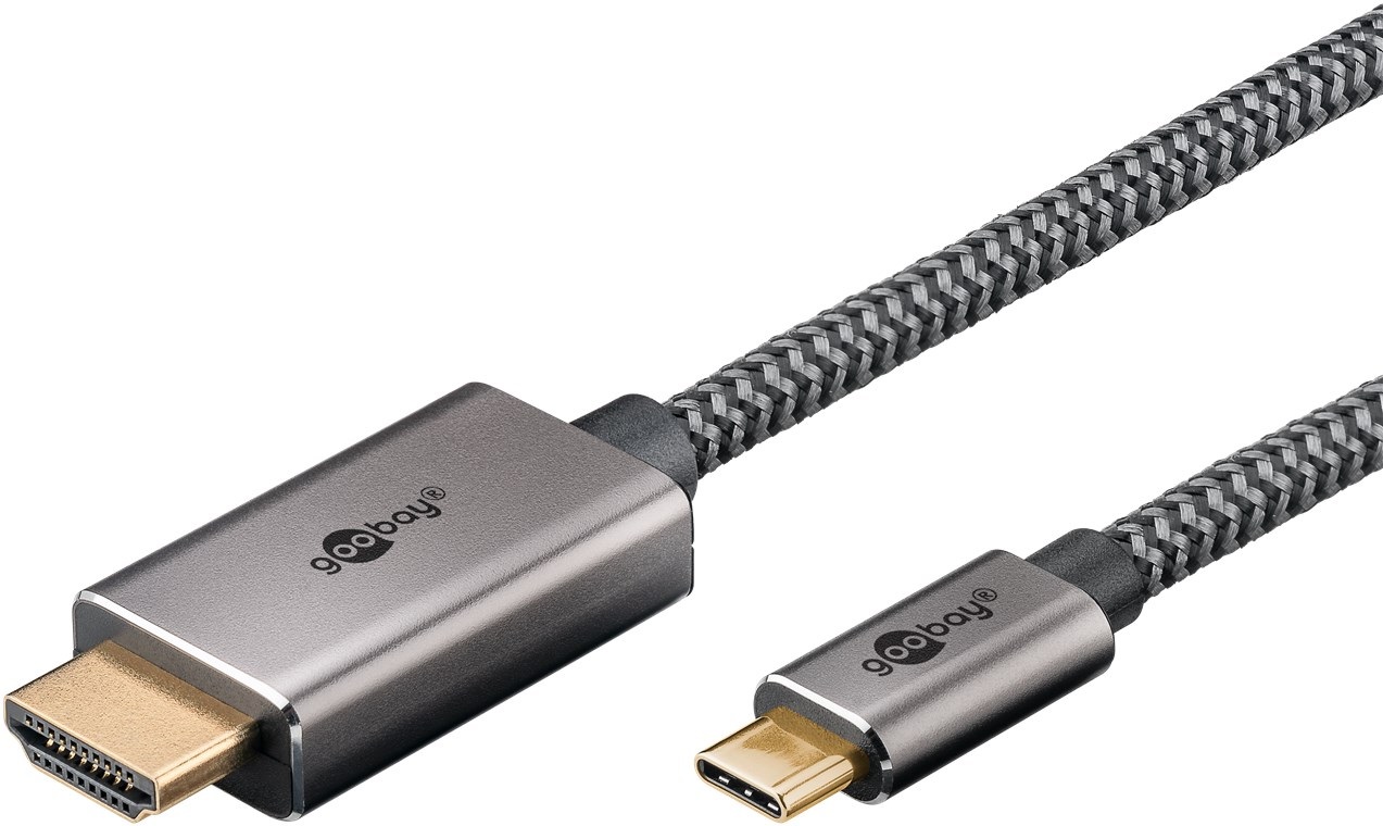Goobay Cavo Adattatore USB-C a HDMI 2m - 4K a 60Hz, Connessioni Placcate in Oro, Cavo in Tessuto
