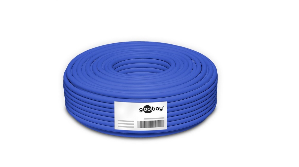Goobay Cavo di Rete Cat.7A S/FTP (PiMF) Blu 100 m Rigido in Rame