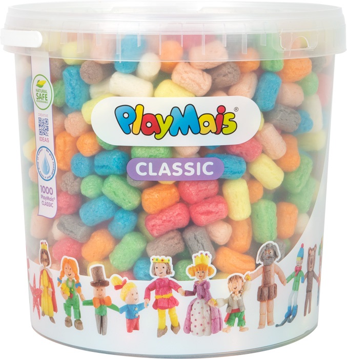 PlayMais - Secchiello Basic 1000 Pezzi, Materiale Biodegradabile e Naturale, Creatività Illimitata