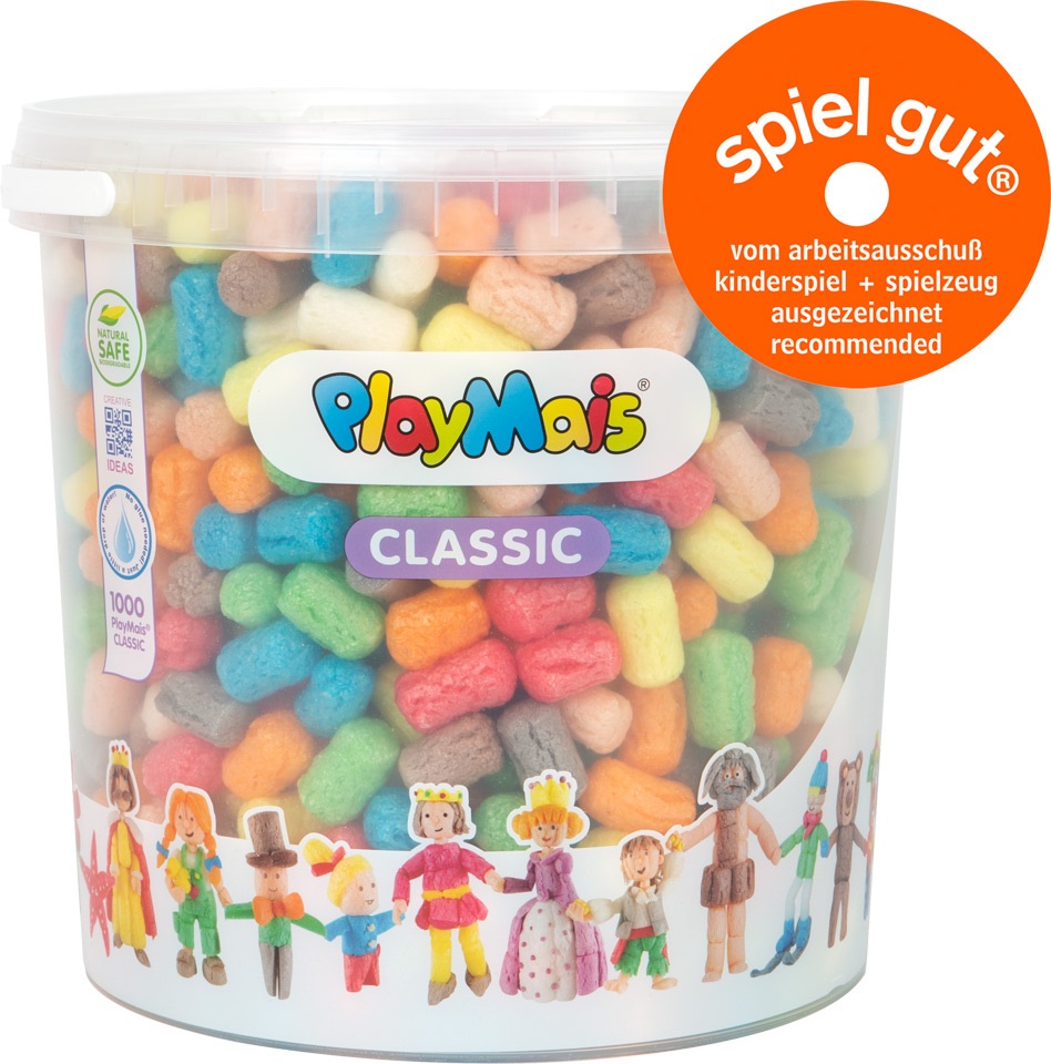 PlayMais - Secchiello Basic 1000 Pezzi, Materiale Biodegradabile e Naturale, Creatività Illimitata