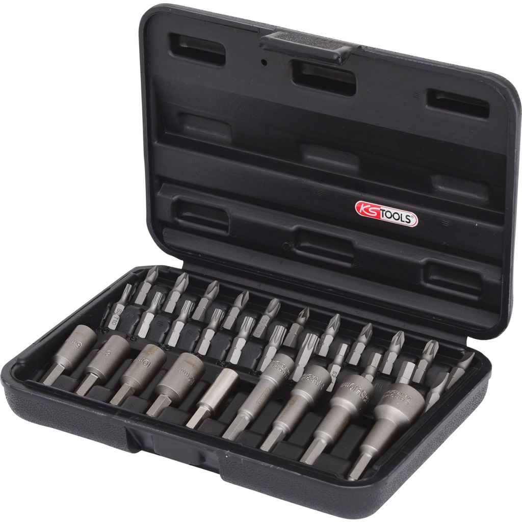 KS Tools 122.2100 Set di Inserti Esagonali e Inserti, 31 Pezzi, 1/4'' per Utilizzo Manuale o con Avvitatore