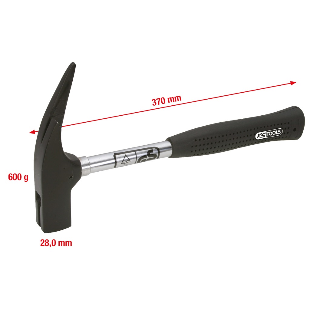 KS Tools 140.2002 Martello Magnetico da Falegname 600 g con Manico in Acciaio Tubolare Neoprene
