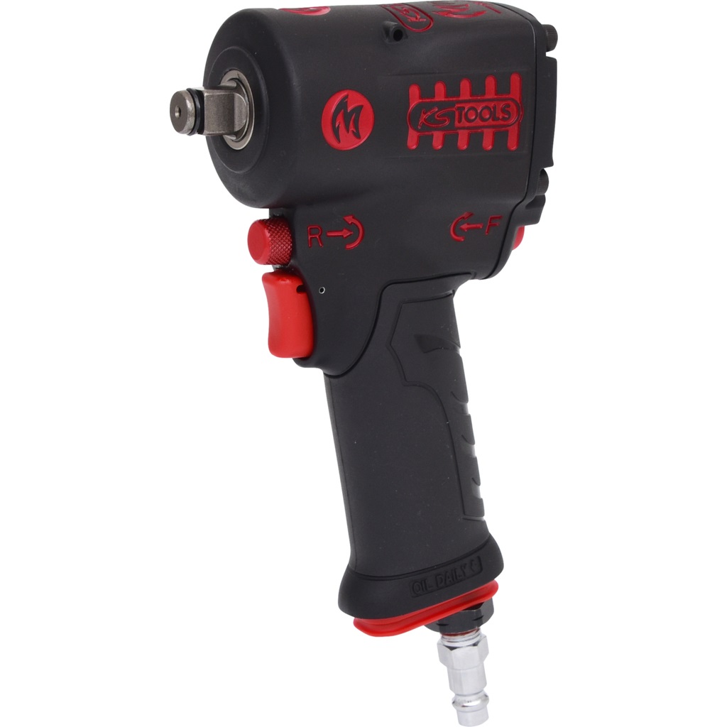 KS Tools 515.1270 Avvitatore Pneumatico ad Impulsi 1/2'' miniMONSTER 1.390 Nm con Impugnatura Antiscivolo Soft-Grip e Leva di Inversione