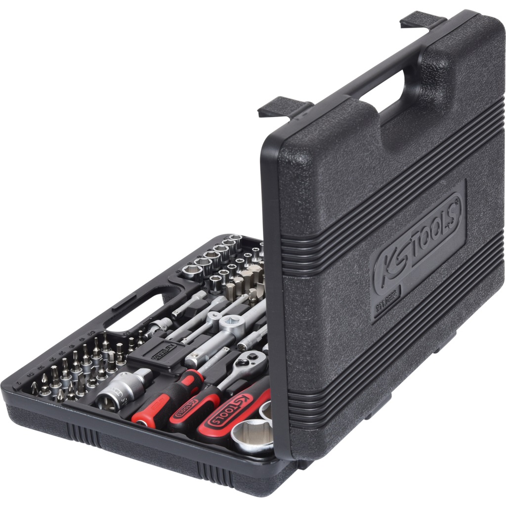 KS Tools 911.0682 Set di Chiavi a Bussola 82 Pezzi 1/4'' 1/2'' FlankTraction Cromata Opaca Esagonale