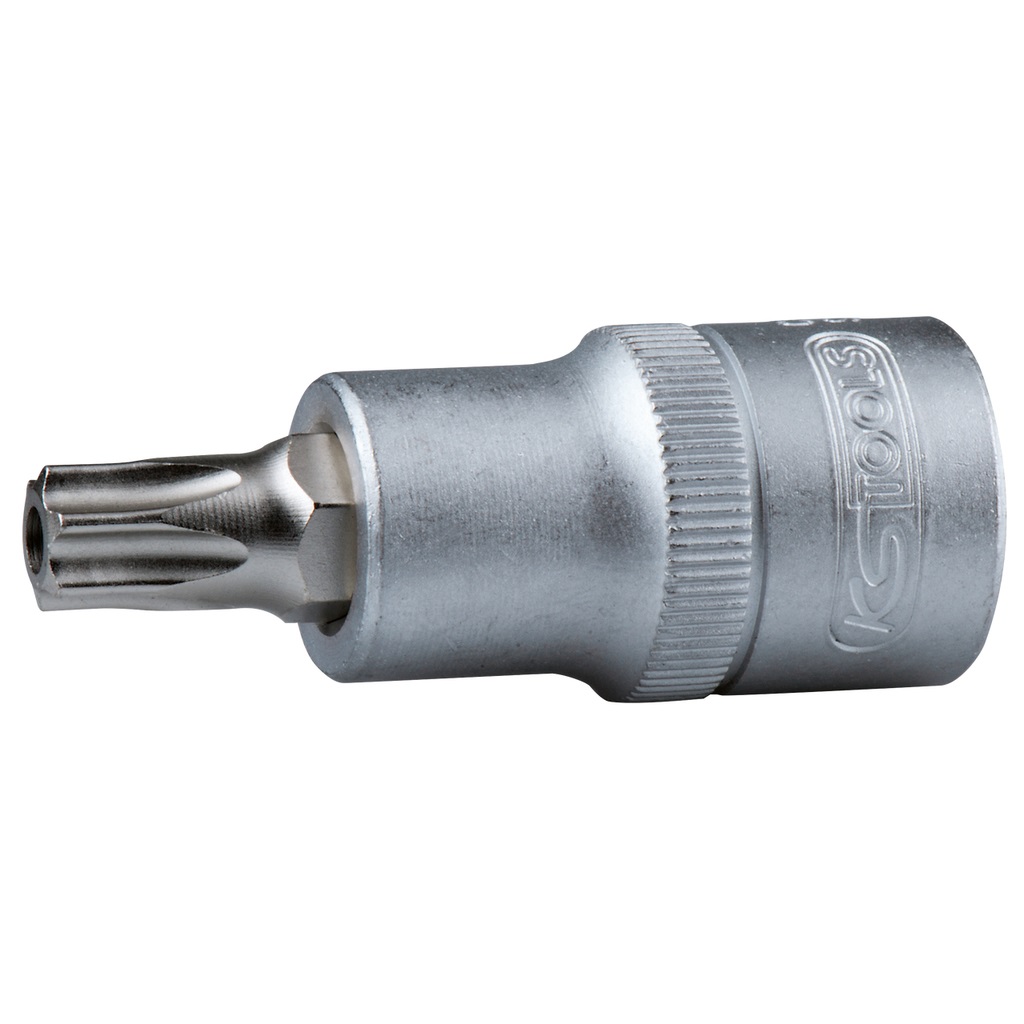 KS TOOLS Presa Torx 911.1380 1/2 con foro, Cromata opaca, Attacco quadro femmina