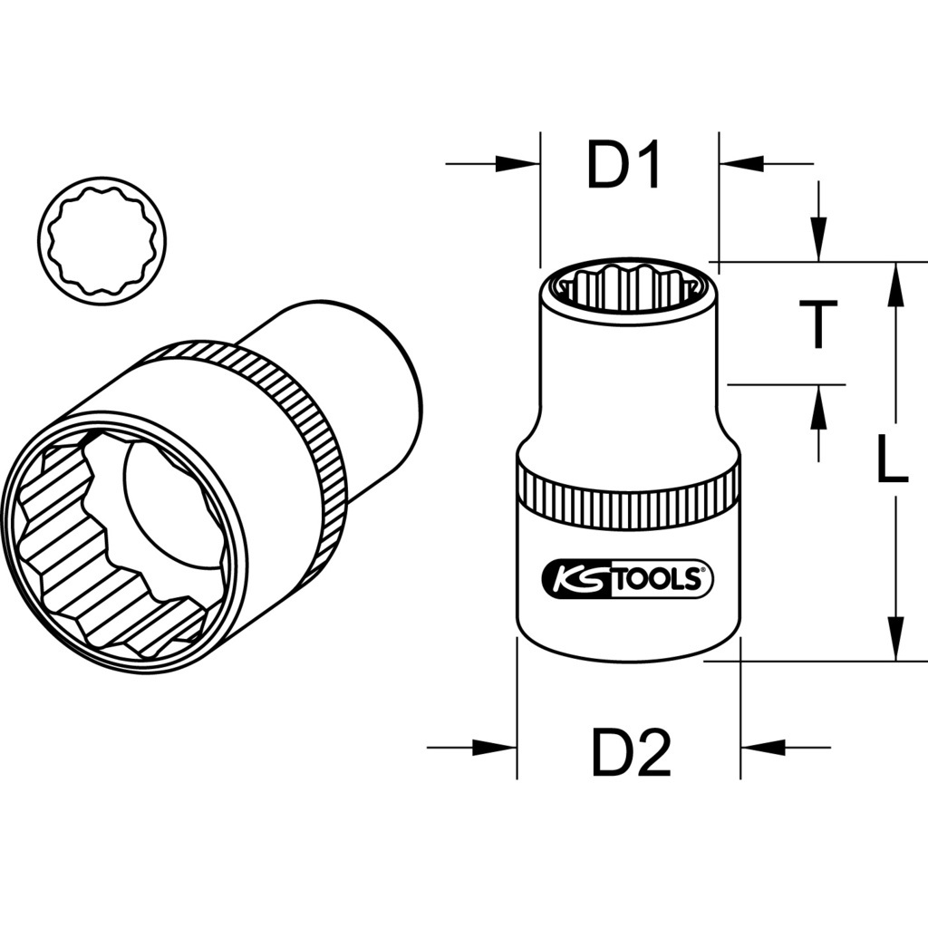 KS TOOLS Presa Bi-Hex 911.1578 1/2